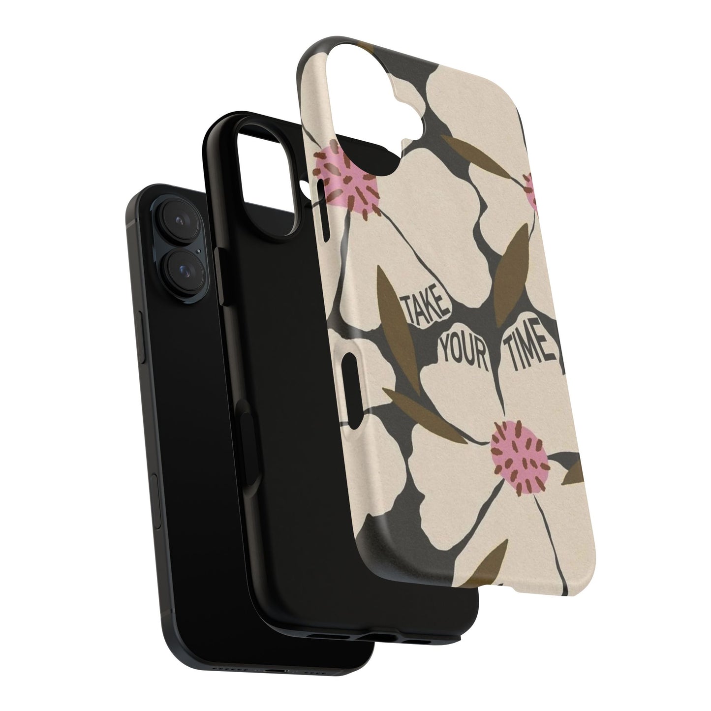 Take Your Time Floral Phone Case – Minimal Aesthetic Protection