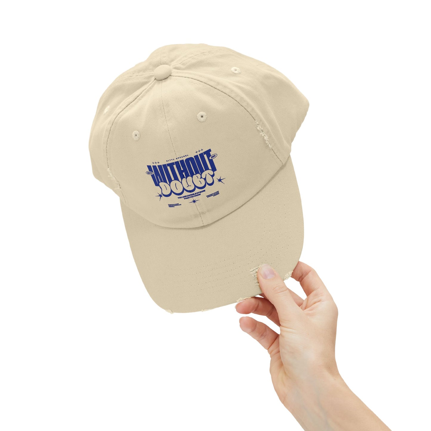 Without Doubt Unisex Distressed Cap – Vintage Washed Look