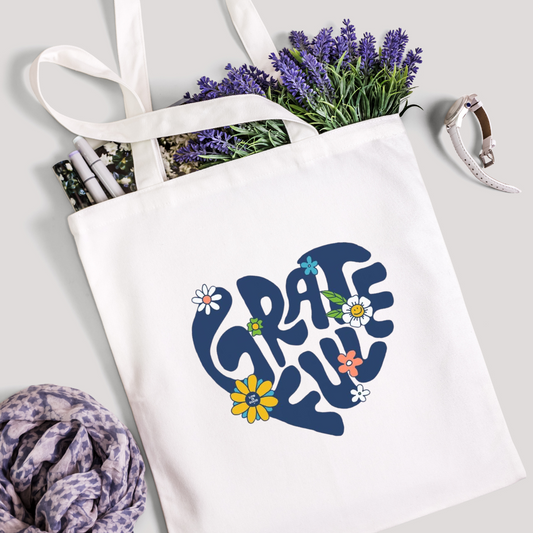 Grateful Floral Cotton Tote Bag – Farah & Co.