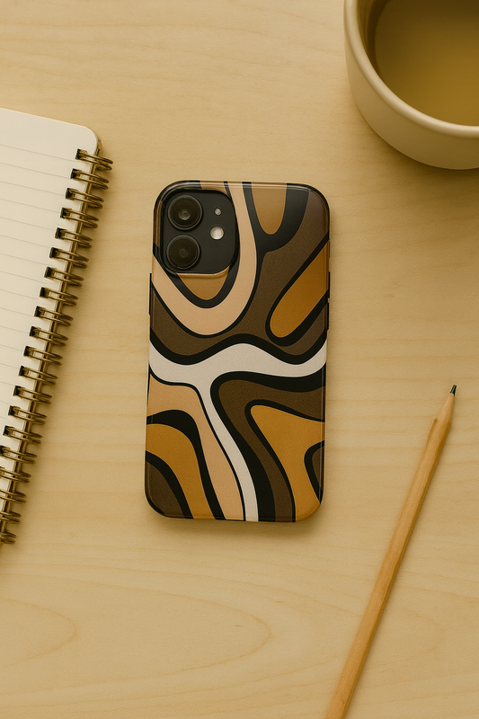 Retro Abstract Swirl Phone Case – 70s Aesthetic Vibes