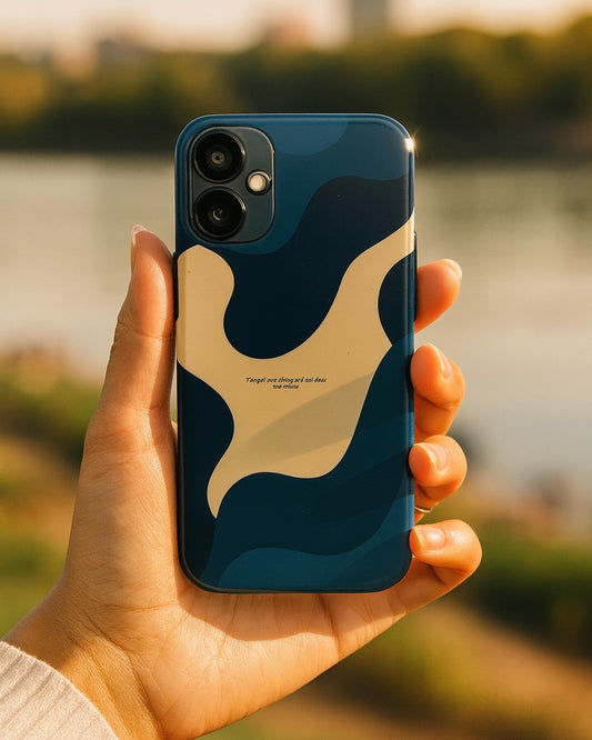 Abstract Blue Waves Phone Case – Glossy Finish