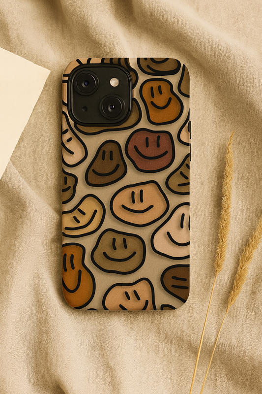 Smiley Pebbles Phone Case – Neutral Aesthetic