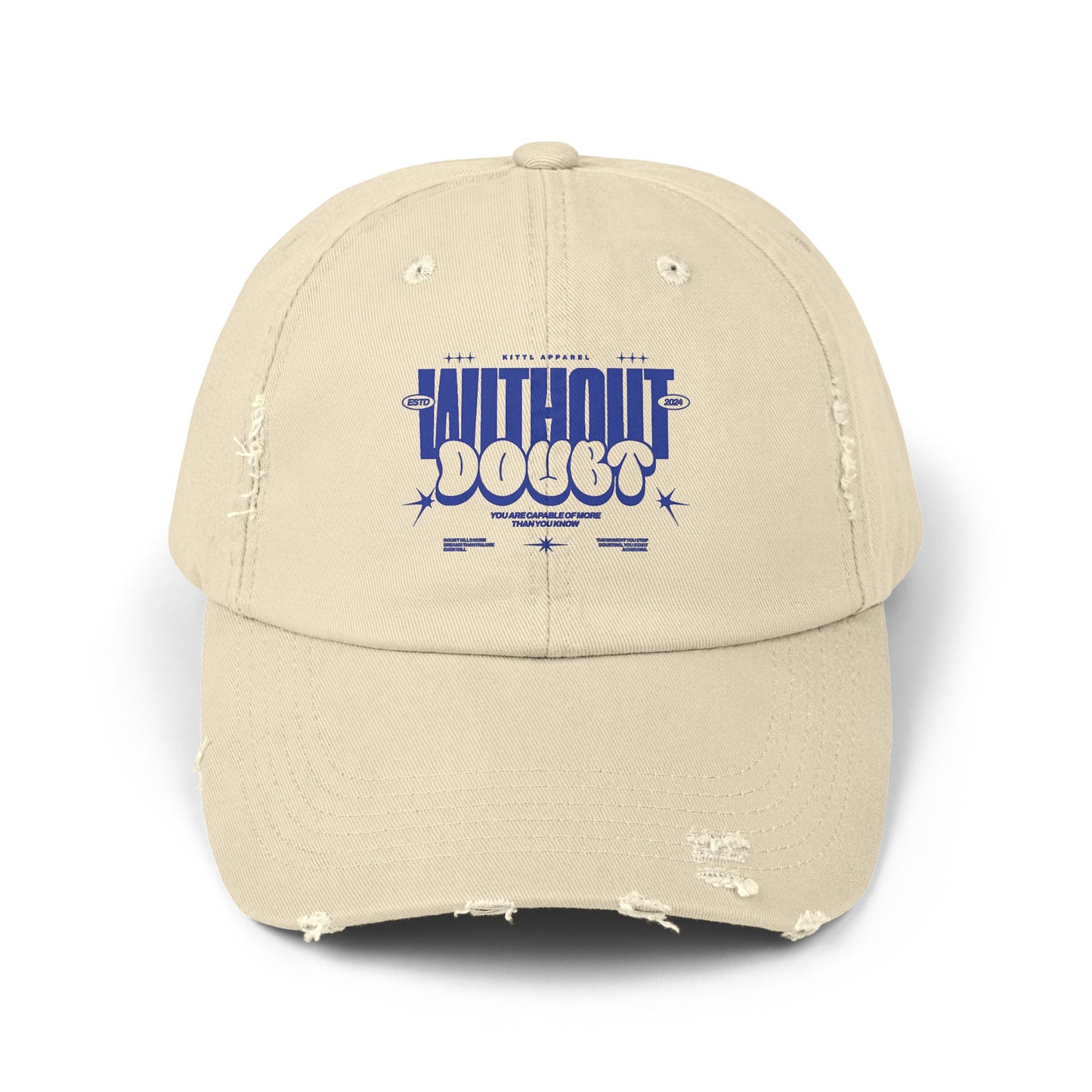 Without Doubt Unisex Distressed Cap – Vintage Washed Look