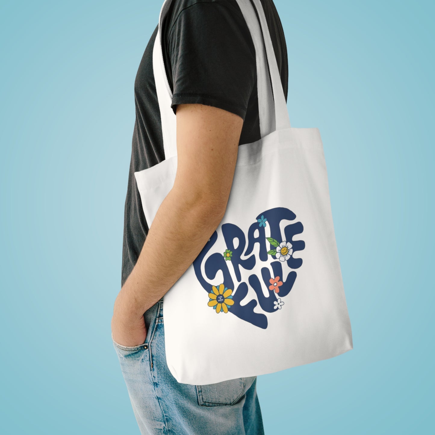 Grateful Floral Cotton Tote Bag – Farah & Co.