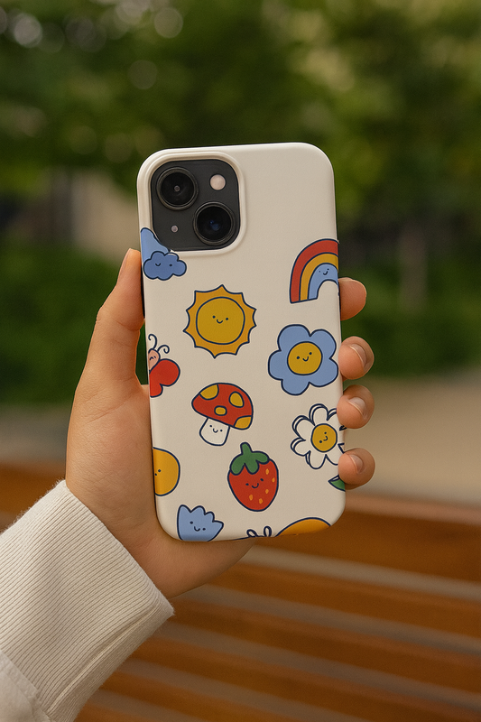 🌈 Cute Doodle Phone Case – Colorful Cartoon Design