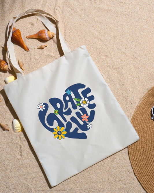 Grateful Floral Cotton Tote Bag – Farah & Co.
