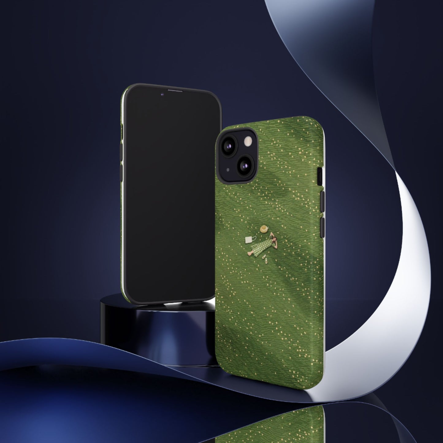 🌿 Green Picnic Phone Case – Minimal Aesthetic Design