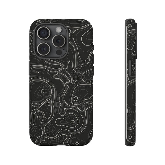 Midnight Topography Phone Case – Sleek Black Line Art