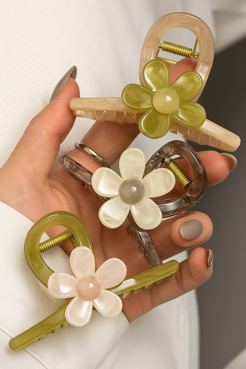 Floral Hair Claw Clip – Glossy Petal Design (10 cm)