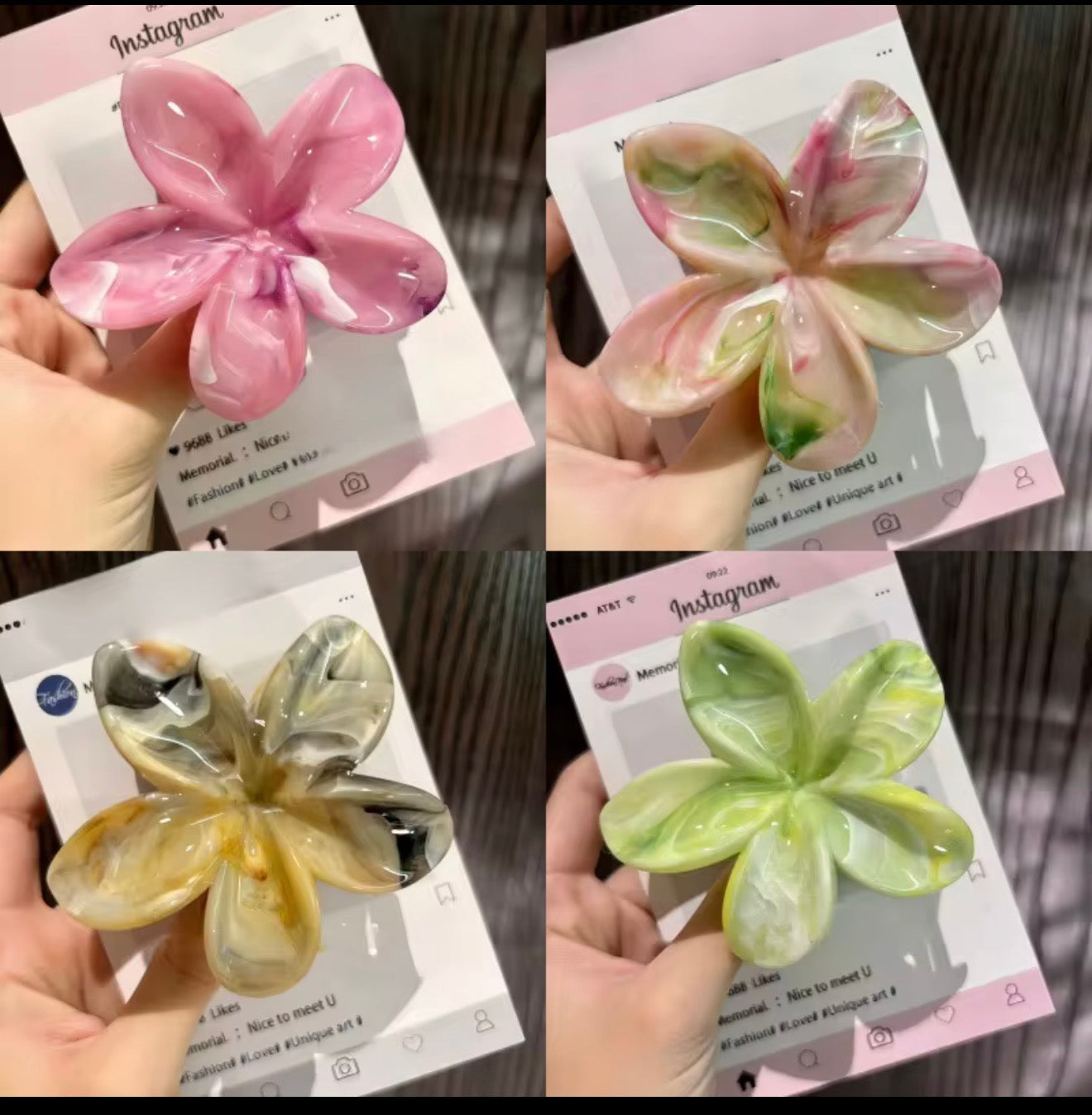 Marble Flower Hair Claw Clip – Pastel Acrylic Hair Accessory