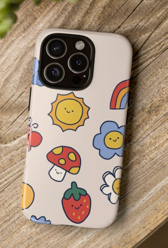 🌈 Cute Doodle Phone Case – Colorful Cartoon Design