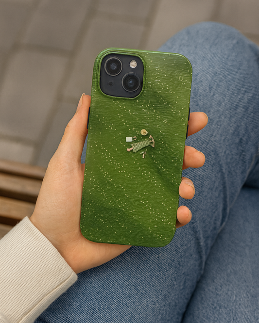 🌿 Green Picnic Phone Case – Minimal Aesthetic Design
