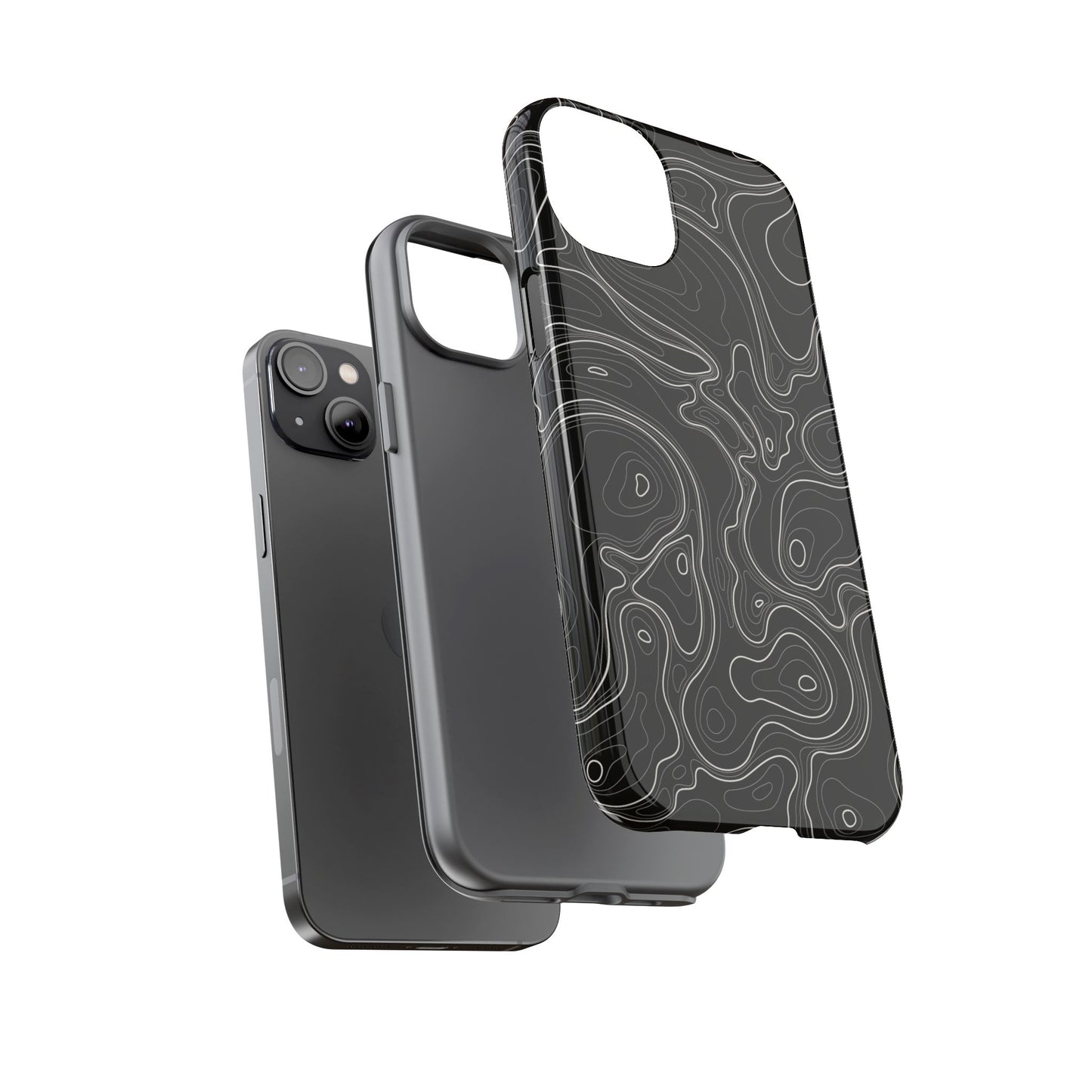 Midnight Topography Phone Case – Sleek Black Line Art