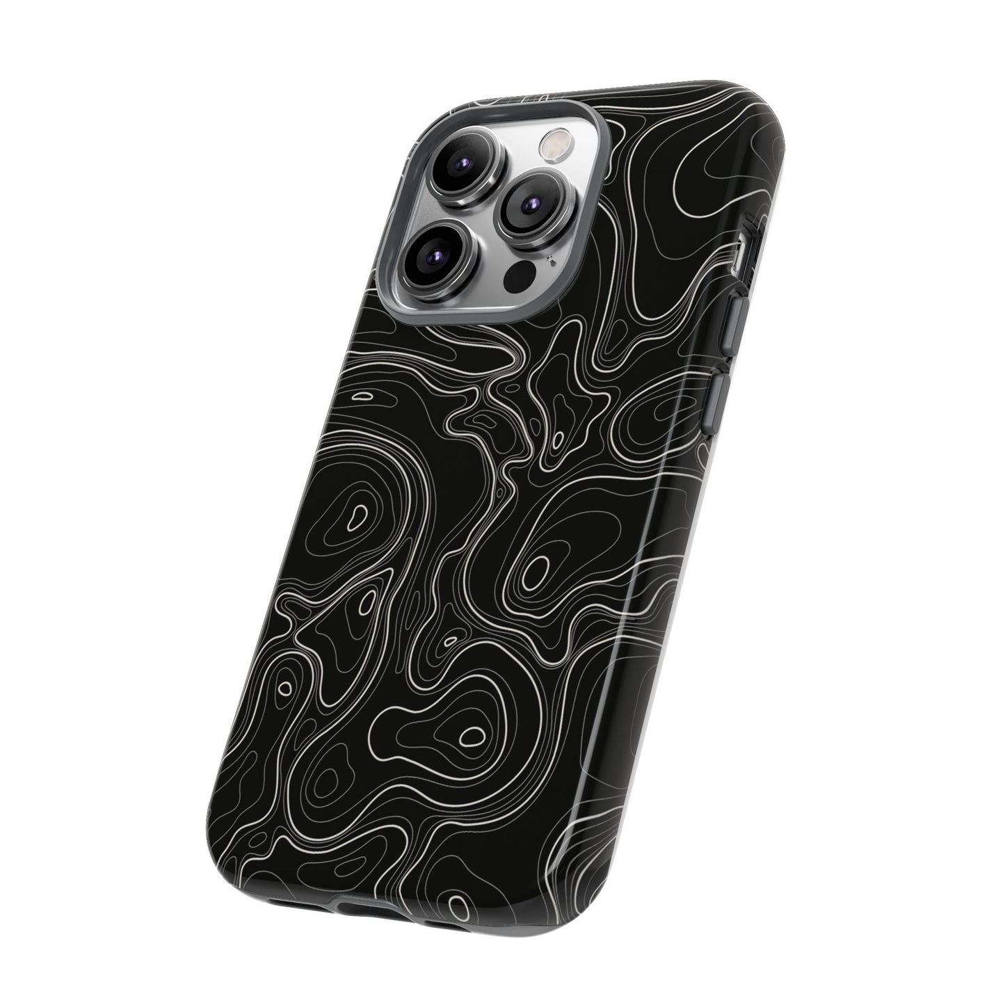 Midnight Topography Phone Case – Sleek Black Line Art