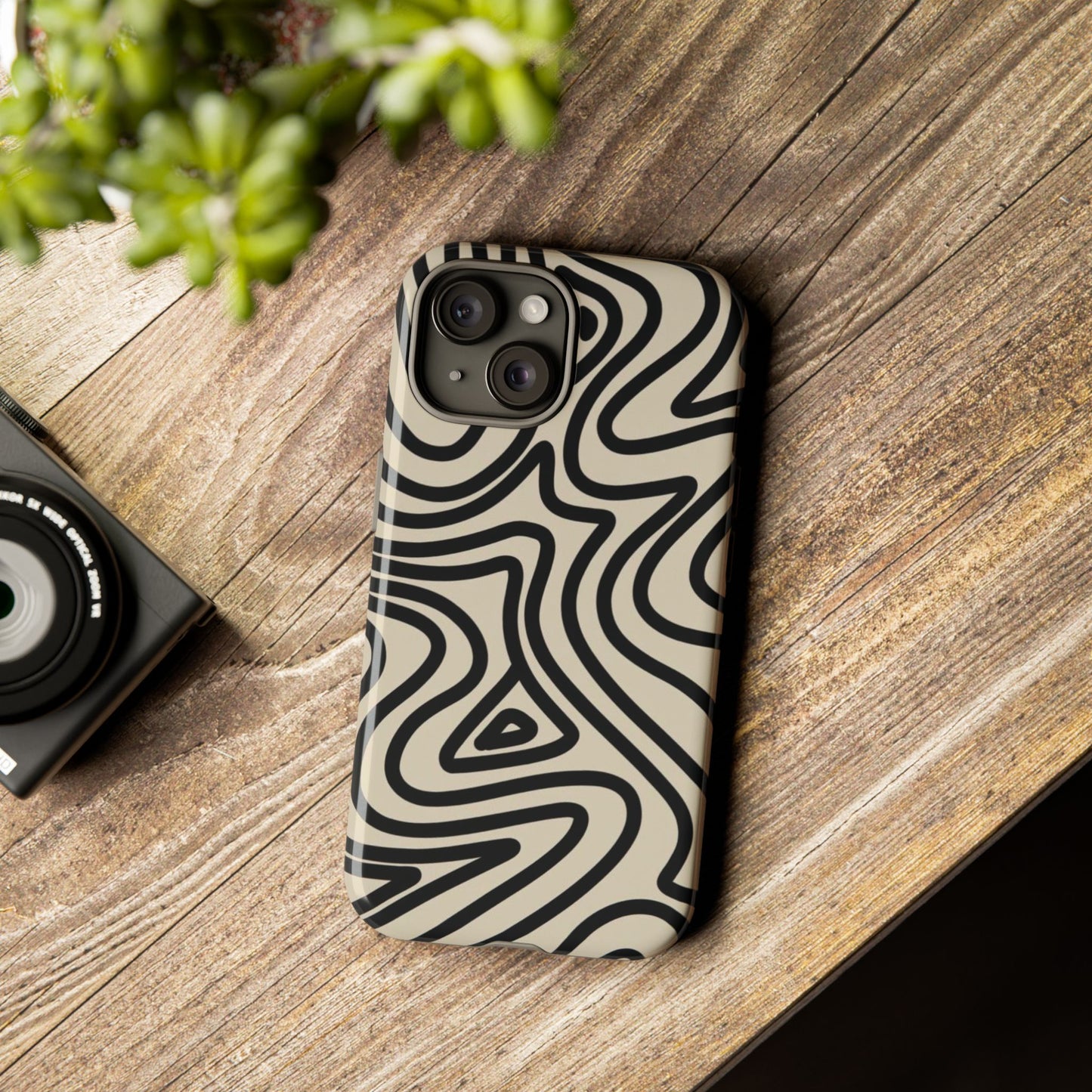 Abstract Black Waves Phone Case