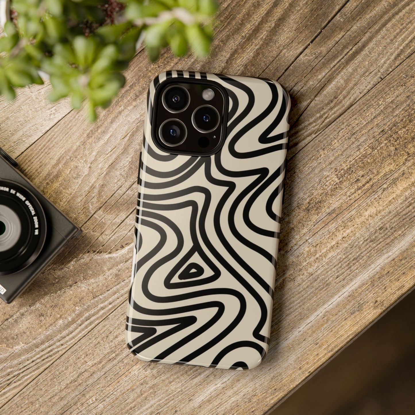 Abstract Black Waves Phone Case