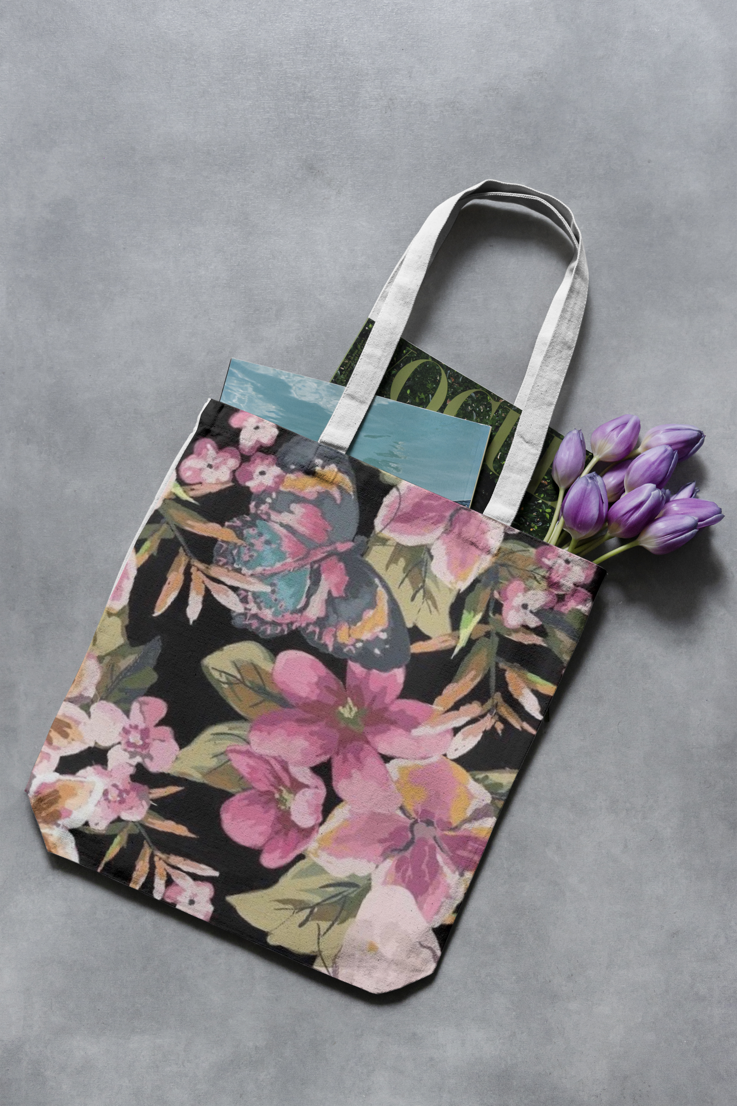 Floral canvas tote bag- Everyday carryall