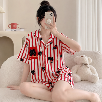 Cherry Kitty Pajama set - Shorts set