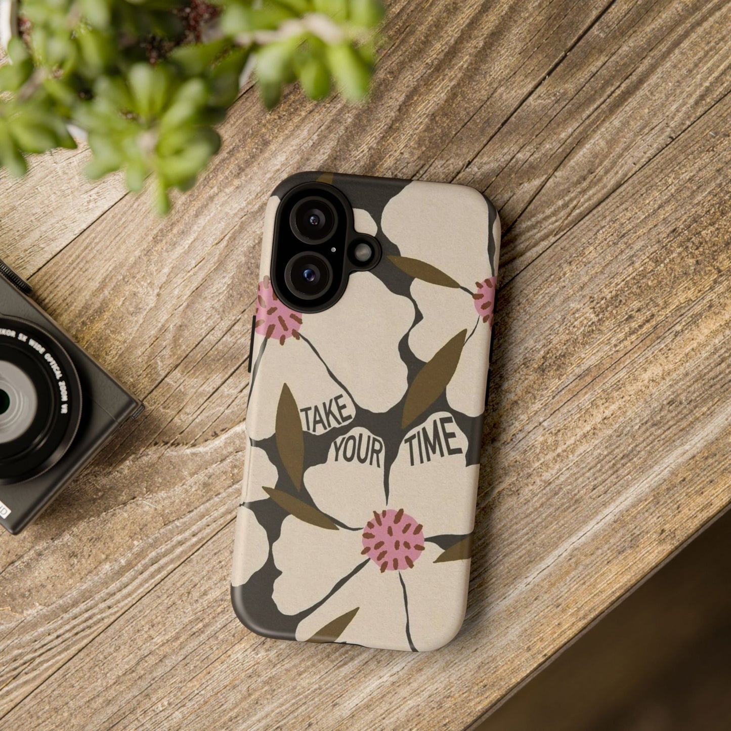 Take Your Time Floral Phone Case – Minimal Aesthetic Protection