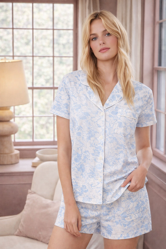 Midnight Bloom satin pajama set