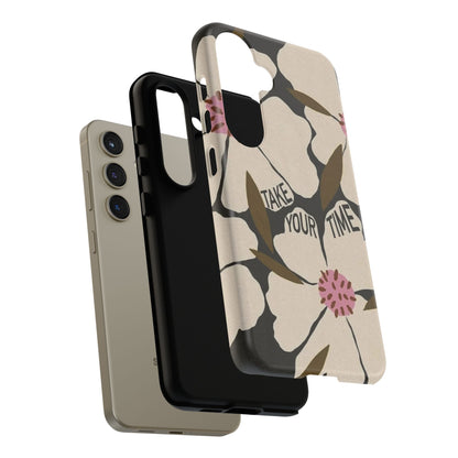 Take Your Time Floral Phone Case – Minimal Aesthetic Protection