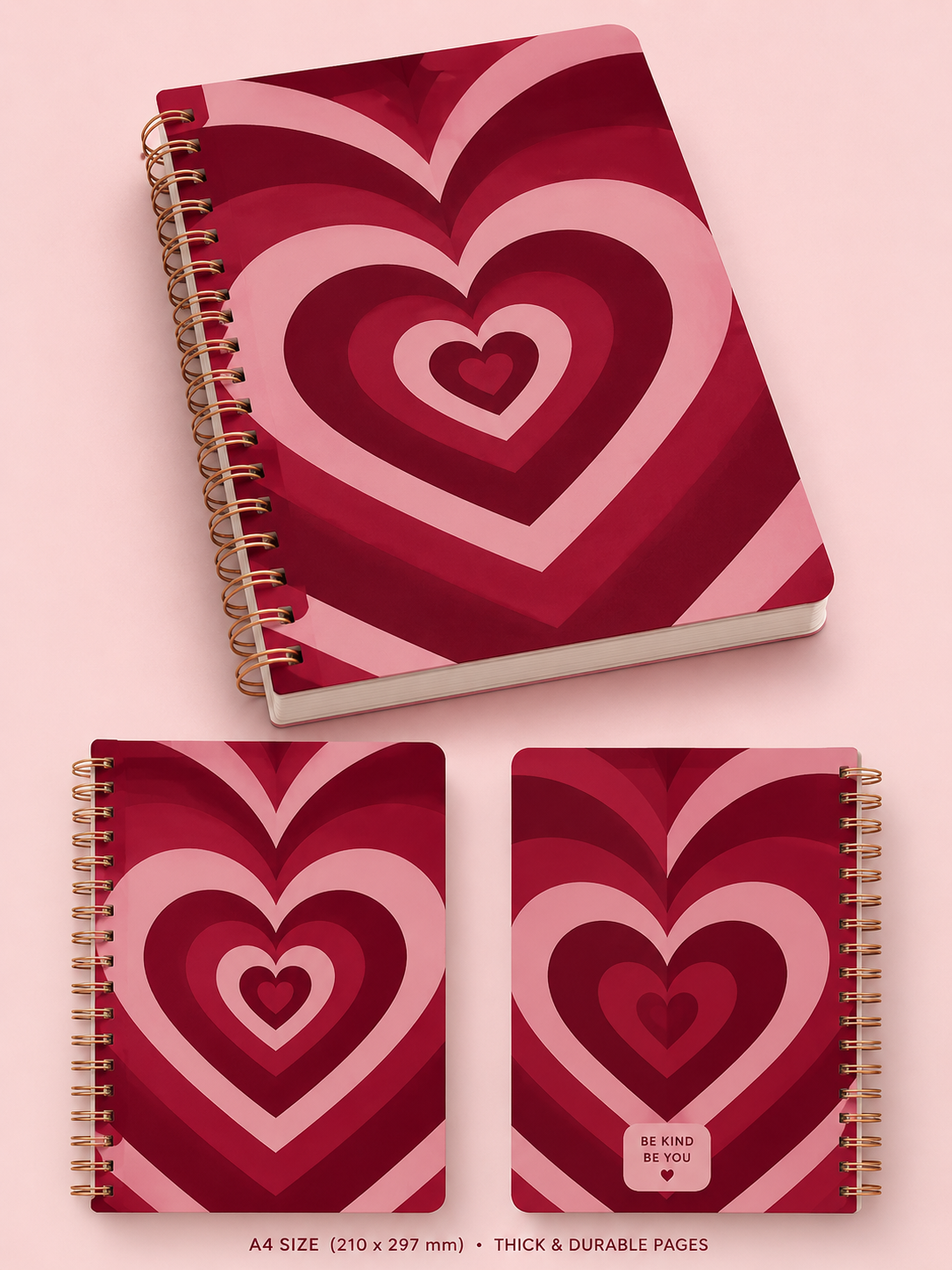 Pink Heart Aesthetic Notebook