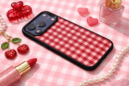 Red Gingham Aesthetic Phone Case | Cute Checkered iPhone Cover