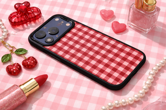 Red Gingham Aesthetic Phone Case | Cute Checkered iPhone Cover