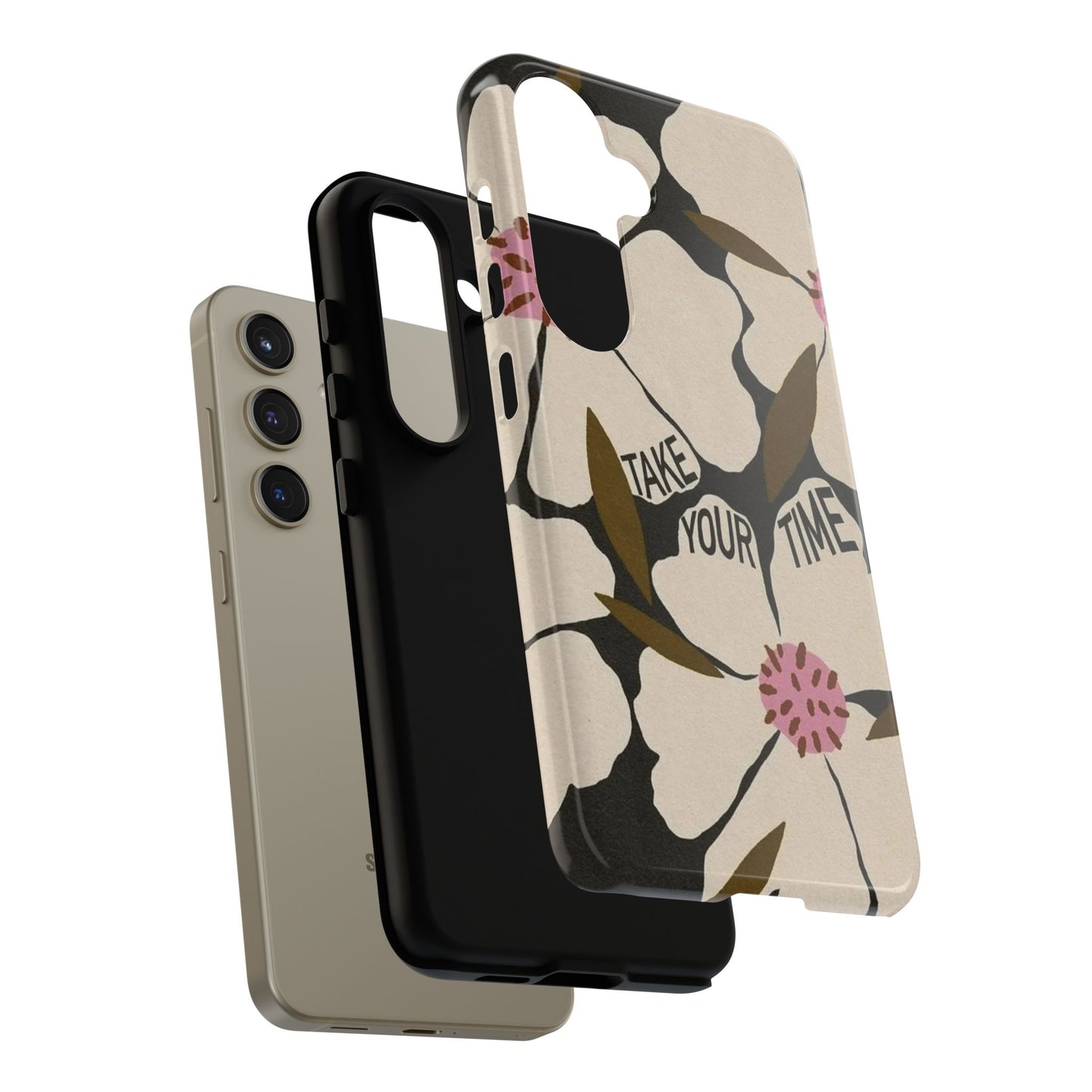 Take Your Time Floral Phone Case – Minimal Aesthetic Protection