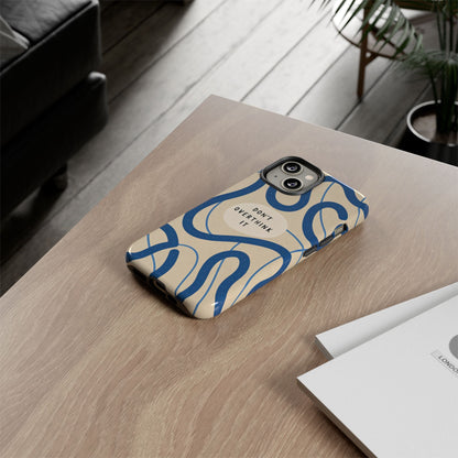 “Don’t Overthink It” Minimal Aesthetic Phone Case – Blue Abstract Design