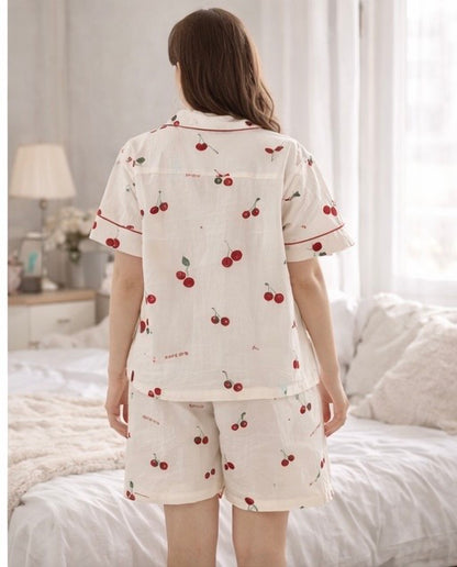 Cherry Blossom Pajama Set – Cute Cherry Print Sleepwear