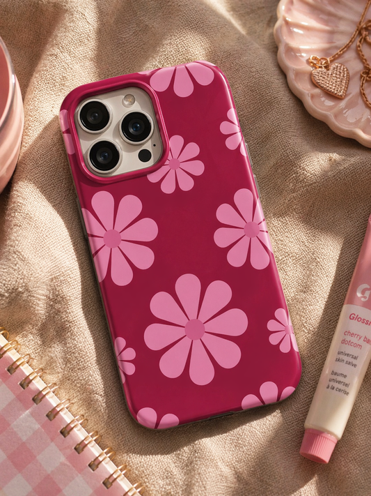 Pink Daisy Pop Phone Case – Bold Floral Aesthetic Cover