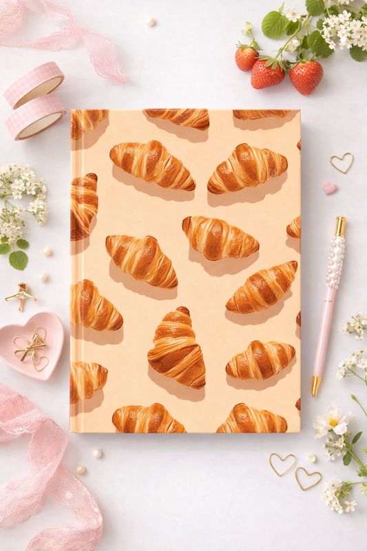Croissant Aesthetic Hardcover Notebook – A4 Ruled Journal