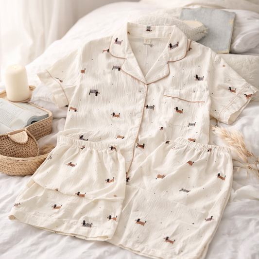 Dachshund Dreams Pajama Set – Cute Dog Print Sleepwear