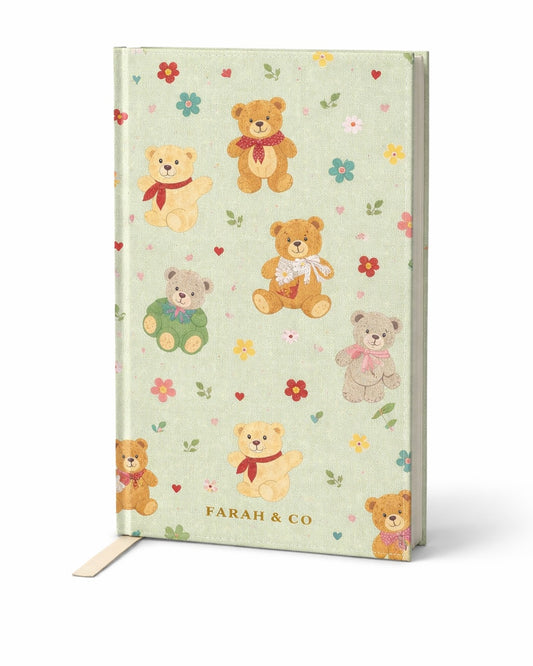 Teddy Bear Aesthetic Hardcover Notebook – A4 Ruled Journal