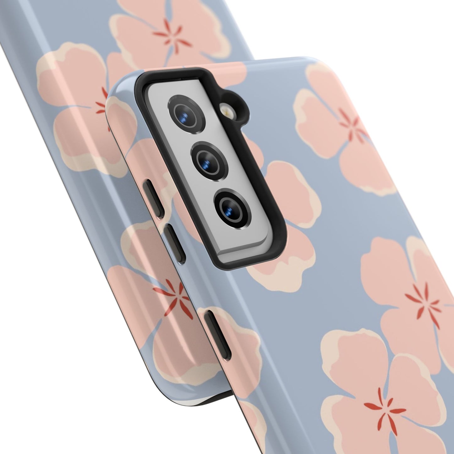 Soft Blossom Floral Phone Case – Pastel Blue Flower Aesthetic Cover