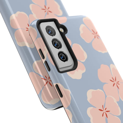 Soft Blossom Floral Phone Case – Pastel Blue Flower Aesthetic Cover