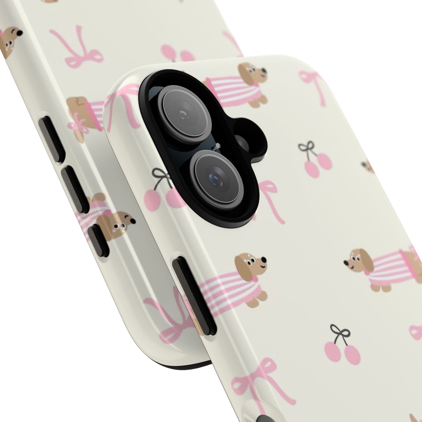 Cute Dachshund Phone Case – Pink Bow Aesthetic Cover
