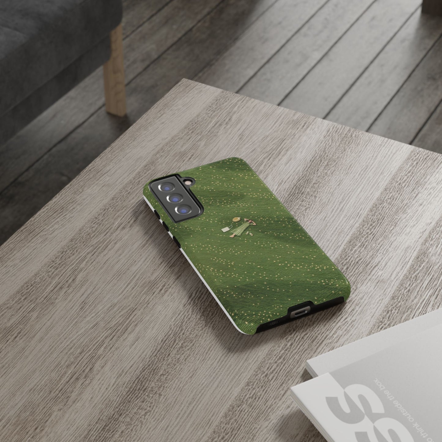 🌿 Green Picnic Phone Case – Minimal Aesthetic Design