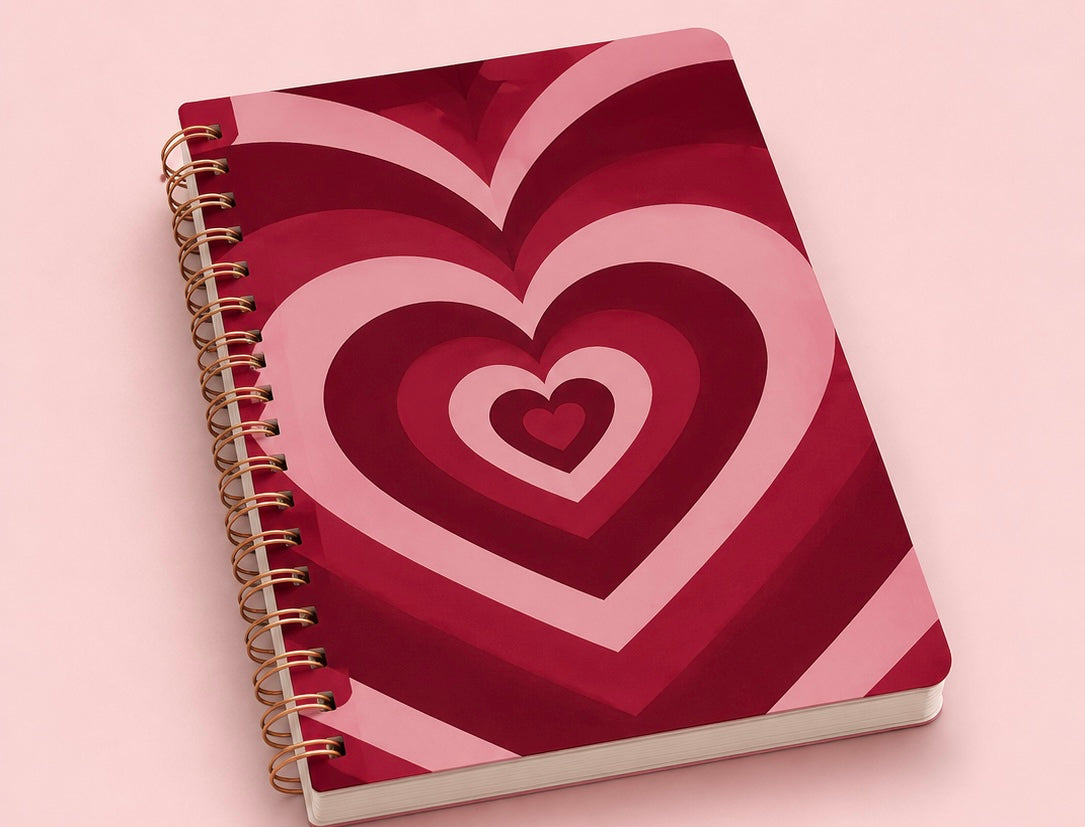 Pink Heart Aesthetic Notebook