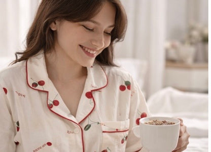 Cherry Blossom Pajama Set – Cute Cherry Print Sleepwear