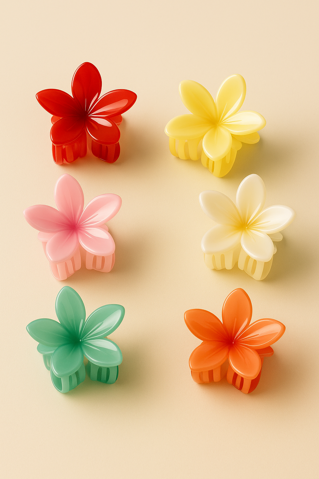 🌸 Colorful Plumeria Hair Clips