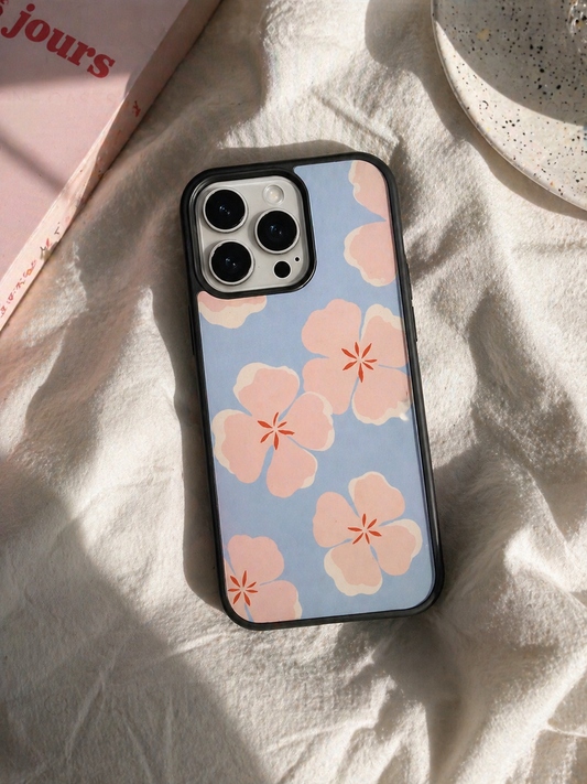 Soft Blossom Floral Phone Case – Pastel Blue Flower Aesthetic Cover