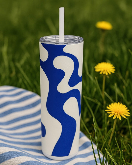 Bold Wave Blue Tumbler – 20oz Stainless Steel Modern Drinkware