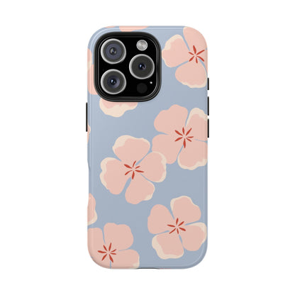Soft Blossom Floral Phone Case – Pastel Blue Flower Aesthetic Cover