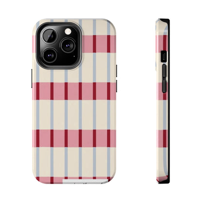 Preppy Check Phone Case – Classic Pink Plaid Aesthetic Cover