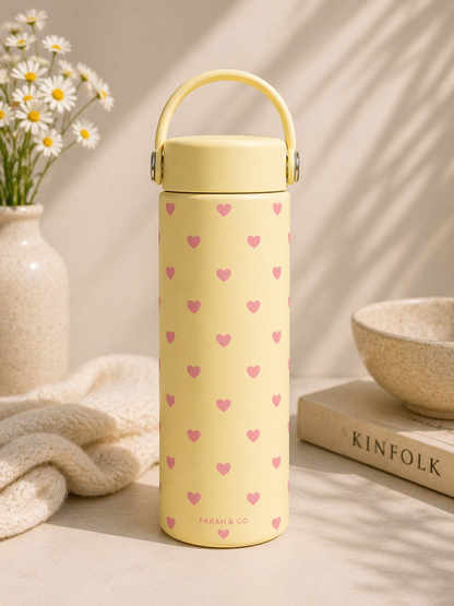 Pastel Hearts Insulated Tumbler Bottle – Aesthetic Daily Flask (500ml)