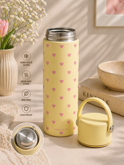 Pastel Hearts Insulated Tumbler Bottle – Aesthetic Daily Flask (500ml)