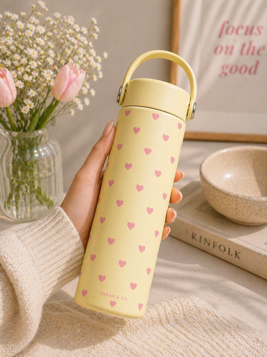 Pastel Hearts Insulated Tumbler Bottle – Aesthetic Daily Flask (500ml)