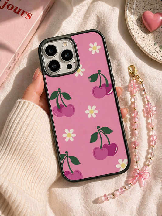 Cherry Bloom Aesthetic Phone Case – Cute Cherry & Daisy Design